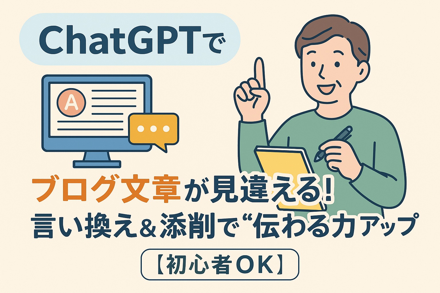 ChatGPTでブログ文章が見違える！言い換え＆添削で“伝わる力”アップ【初心者OK】